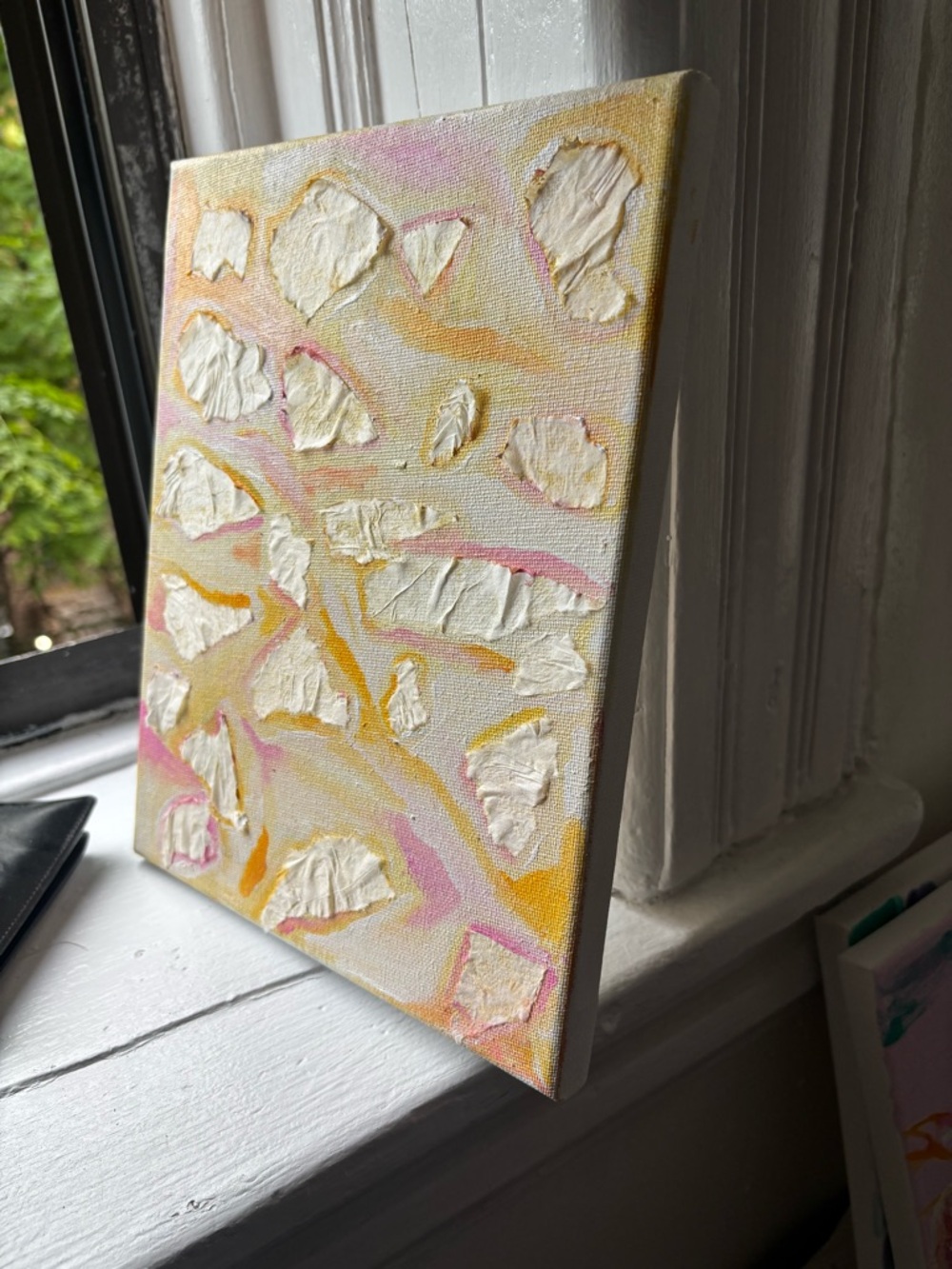 Abstract Textured Canvas Wall Art - Pink & Yellow